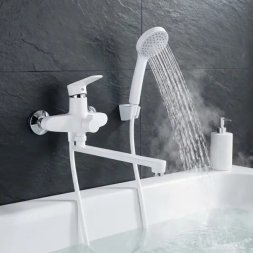 Смеситель для ванны Ростовская мануфактура сантехники ЛЕ-ПЛ однорычажный универсальный с лейкой и шлангом цвет белый